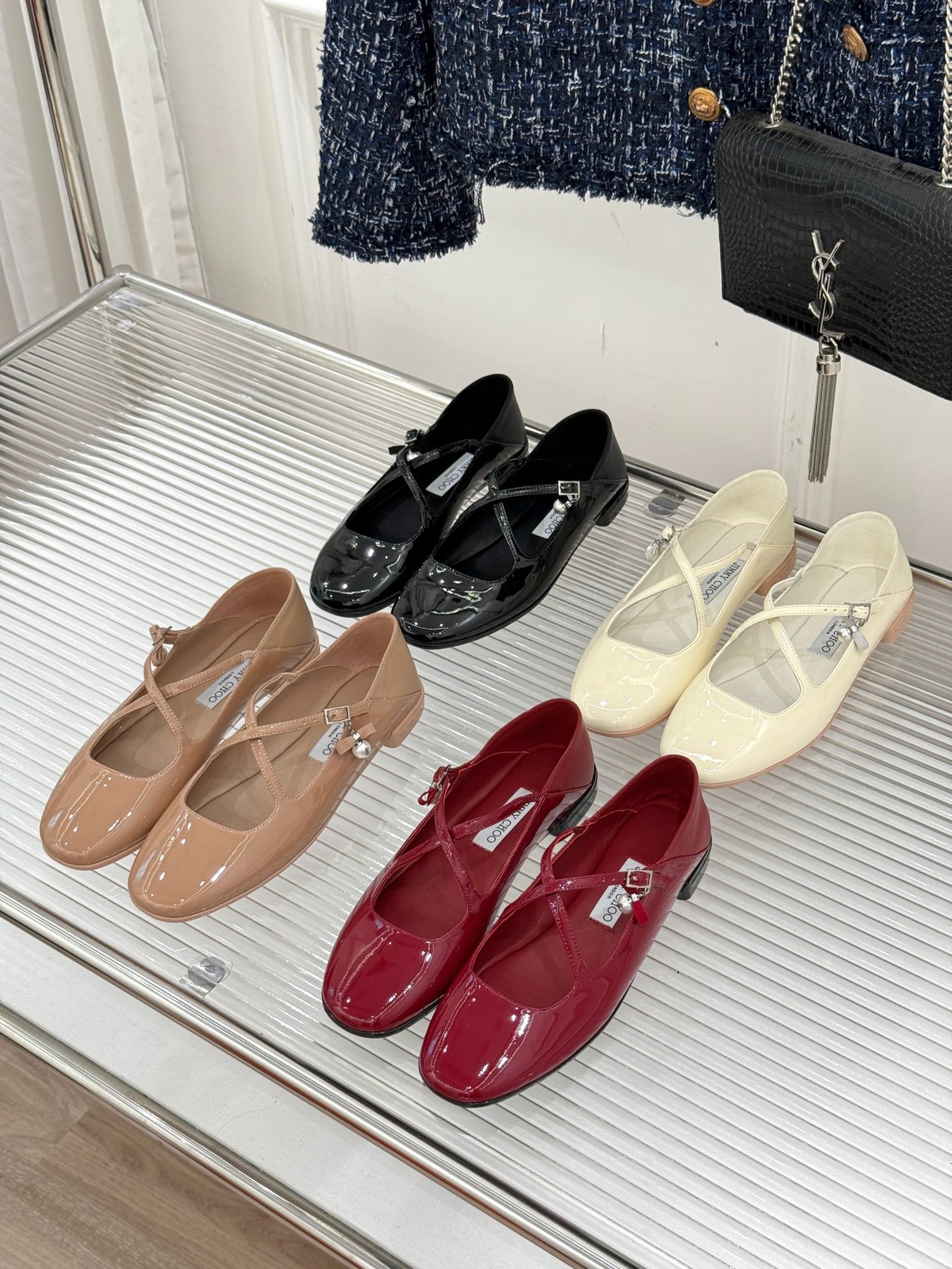 지미추 25 신상 진주 플랫 메리제인