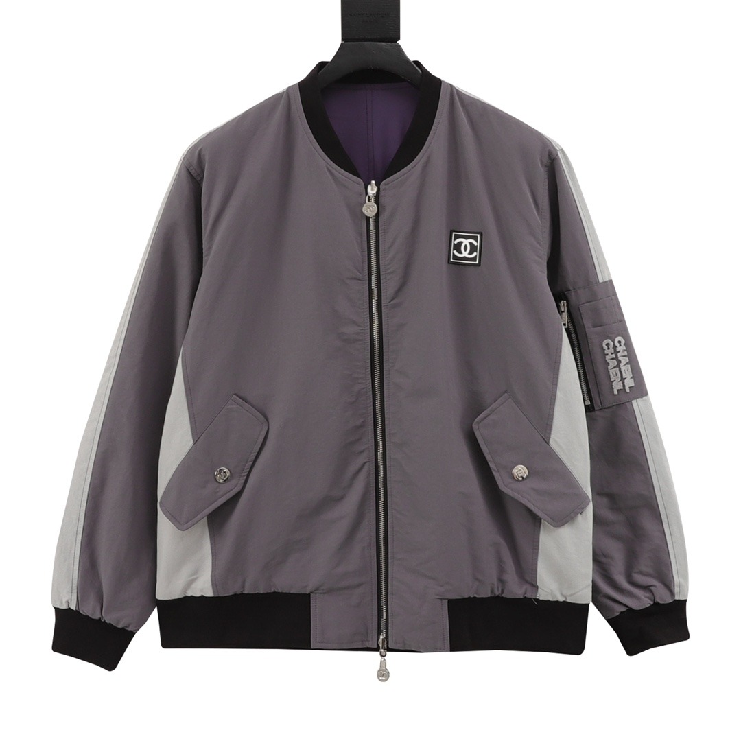 샤넬 자수 슬로건 빈티지 집업 양면 야상점퍼