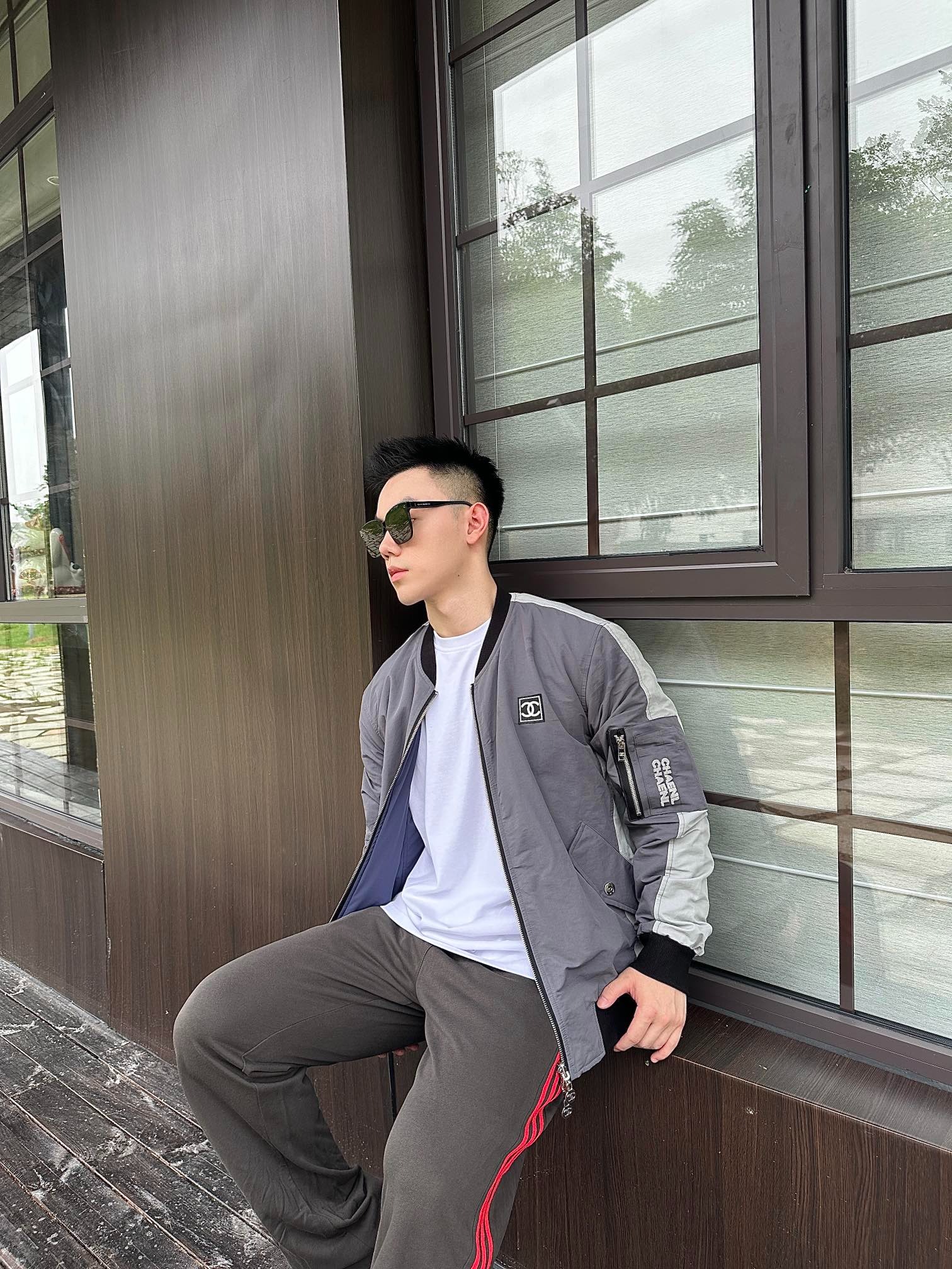 샤넬 자수 슬로건 빈티지 집업 양면 야상점퍼