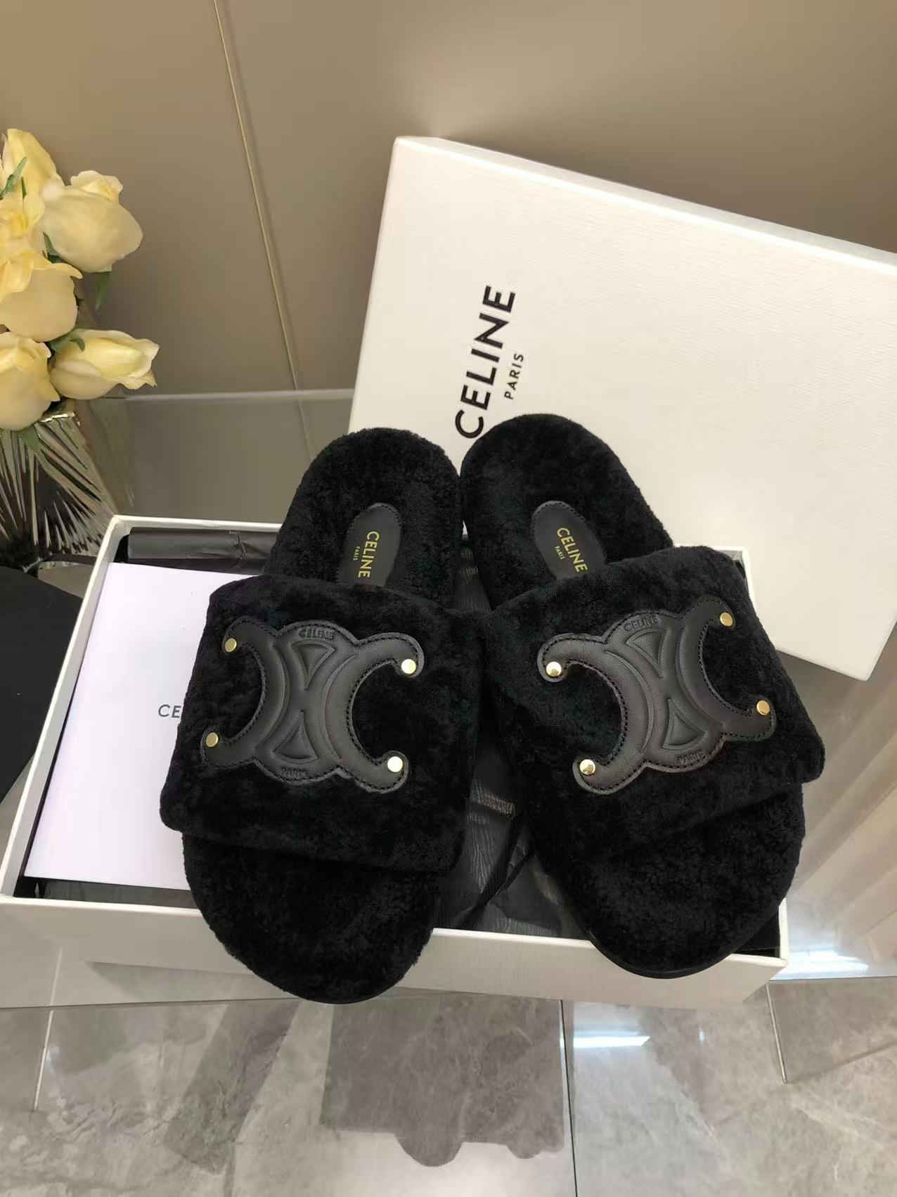 셀린느 25 신상 로고 울 슬리퍼