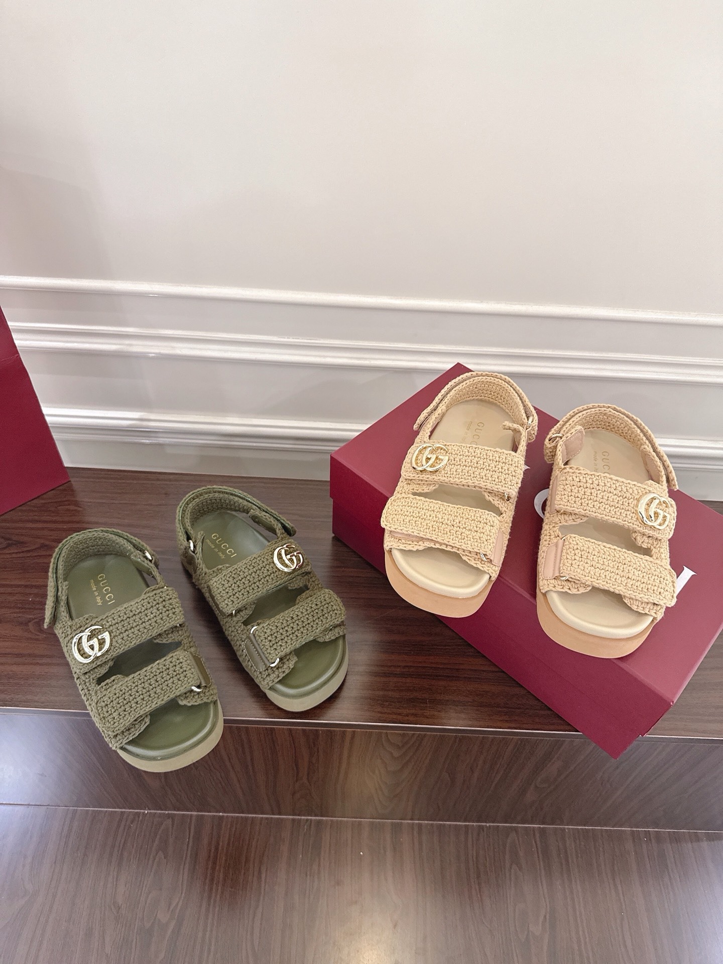 구찌 더블 G 여성용 벨크로 샌들