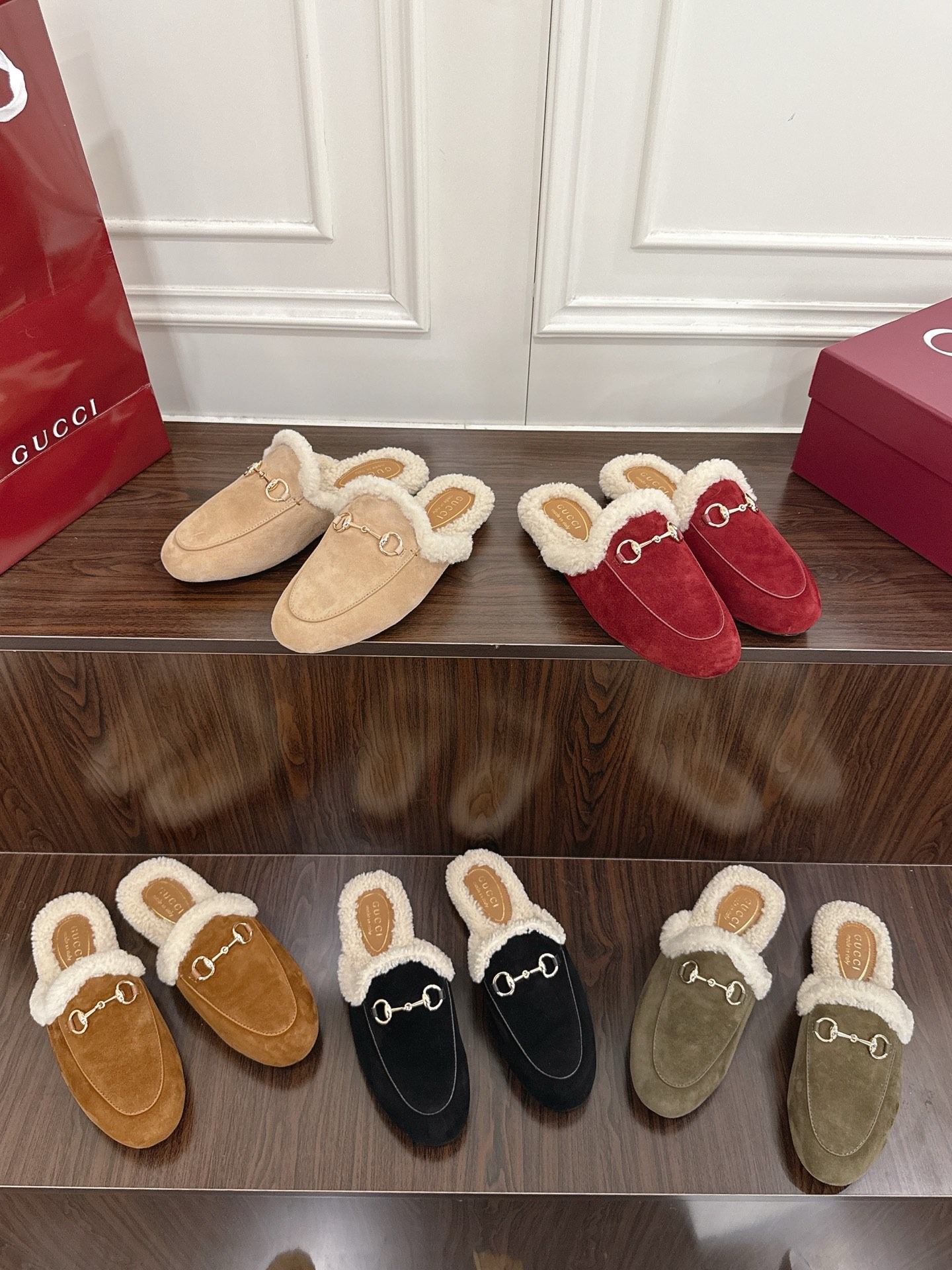 구찌 메리노 울 뮬 슬리퍼