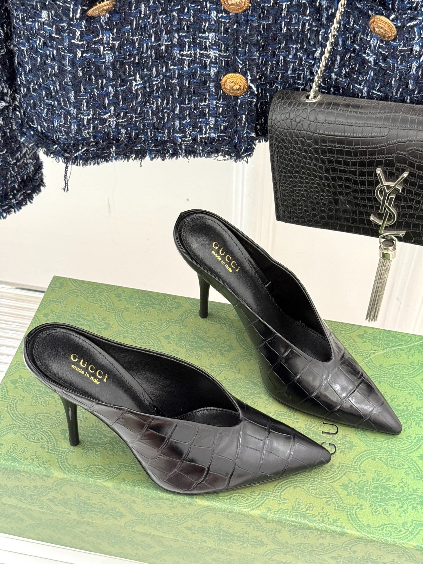 구찌 25ss 봄여름 신상 스틸레토 힐 슬리퍼