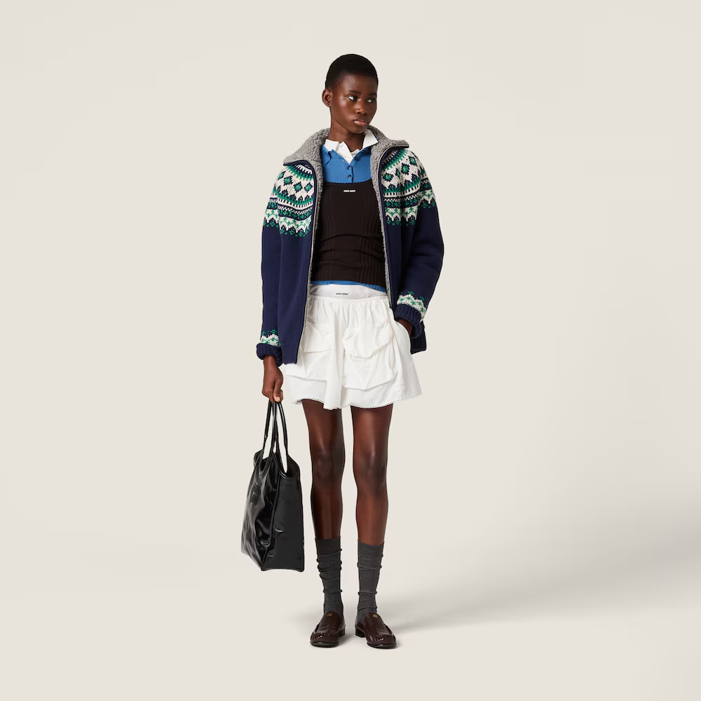 미우미우 울 플리스 가디건