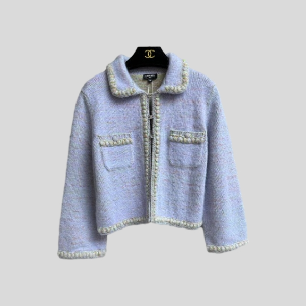 샤넬 퍼플 플러시 가디건