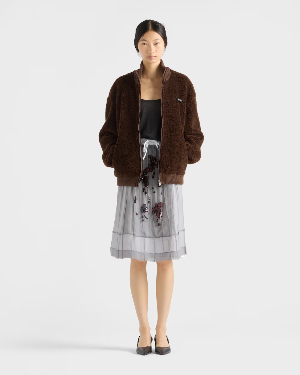 프라다 플리스 자켓 코코아 브라운