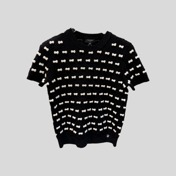 샤넬 리본 반팔 니트