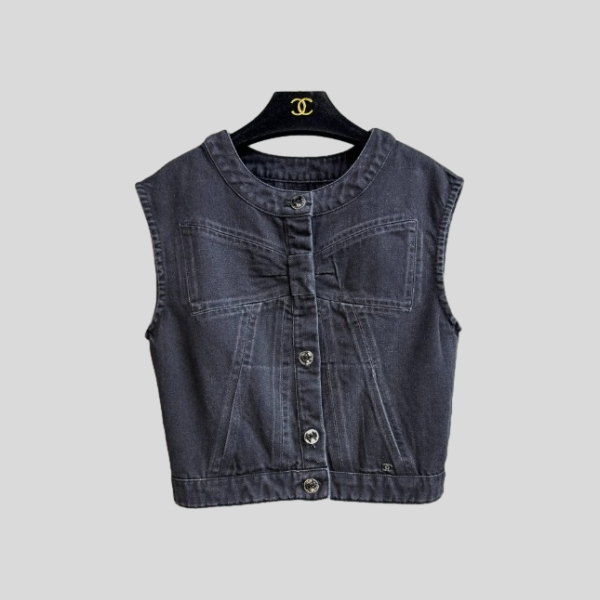 샤넬 보타이 데님 베스트