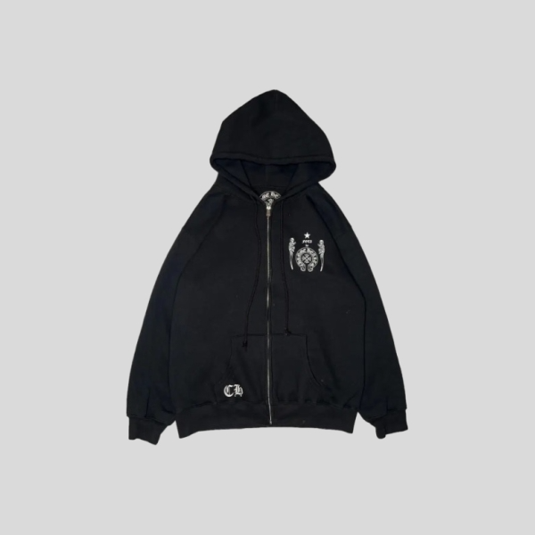 크롬하츠 포티 와플 니트 후드집업