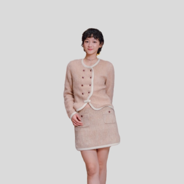 샤넬 퍼지 코트 스커트 세트