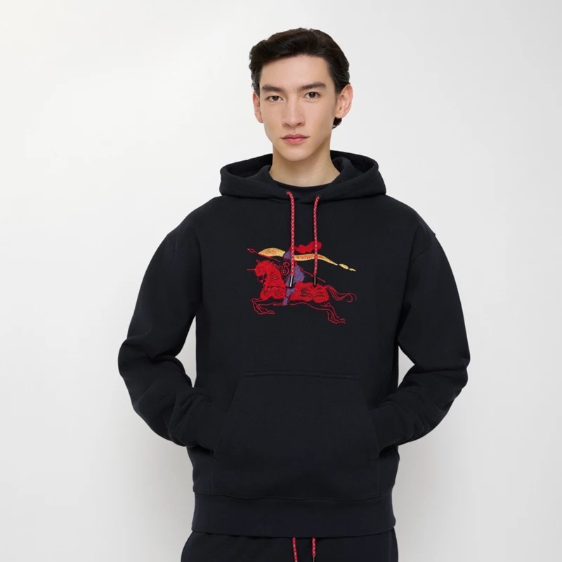 버버리 로고 자수 코튼 후드