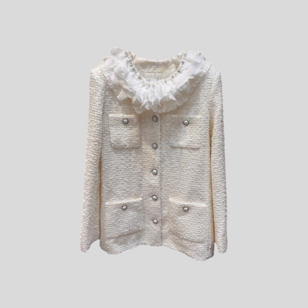 샤넬 페탈 칼라 트위드 코트