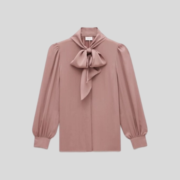 생로랑 플로잉 리본 실크 블라우스