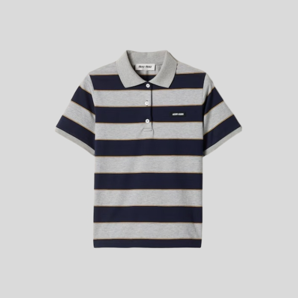 미우미우 스트라이프 저지 폴로 셔츠
