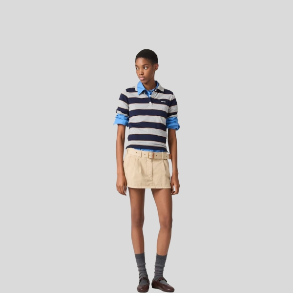 미우미우 스트라이프 저지 폴로 셔츠