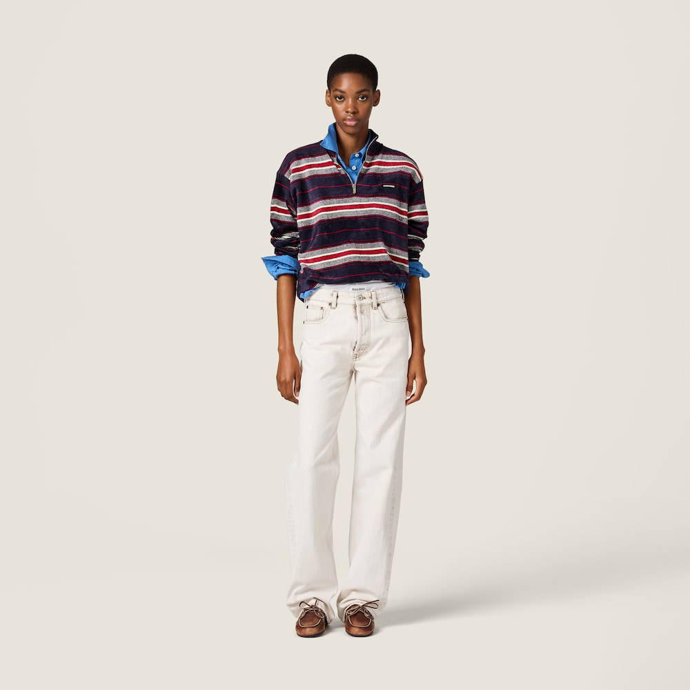 미우미우 셔닐 하프 지퍼 스웨터