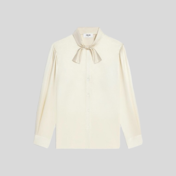 셀린느 새틴 보우 칼라 셔츠