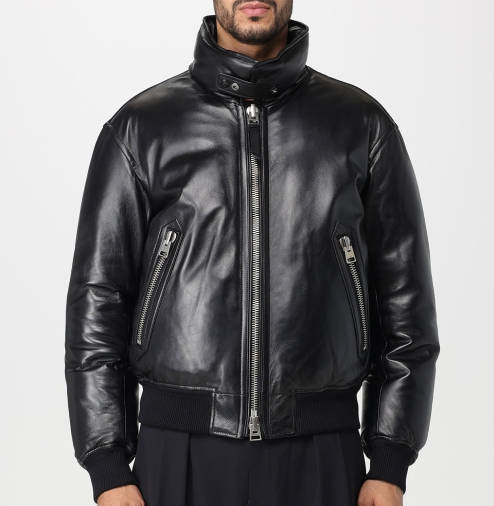 톰포드 리자드 프린트 레더 바이커 자켓