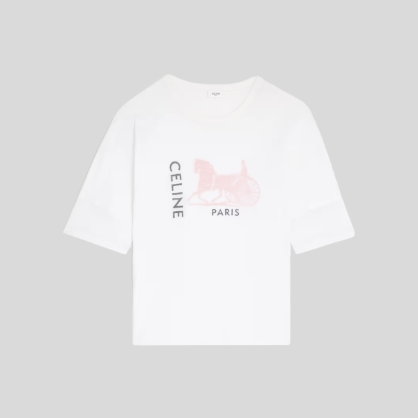 셀린느 더블 레이어 파인 코튼 저지 티셔츠