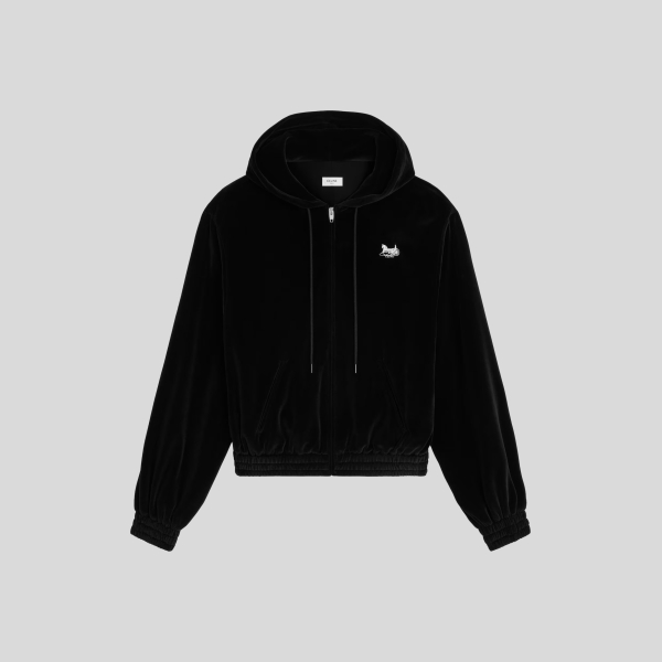 셀린느 벨벳 저지 루즈 집업 후디