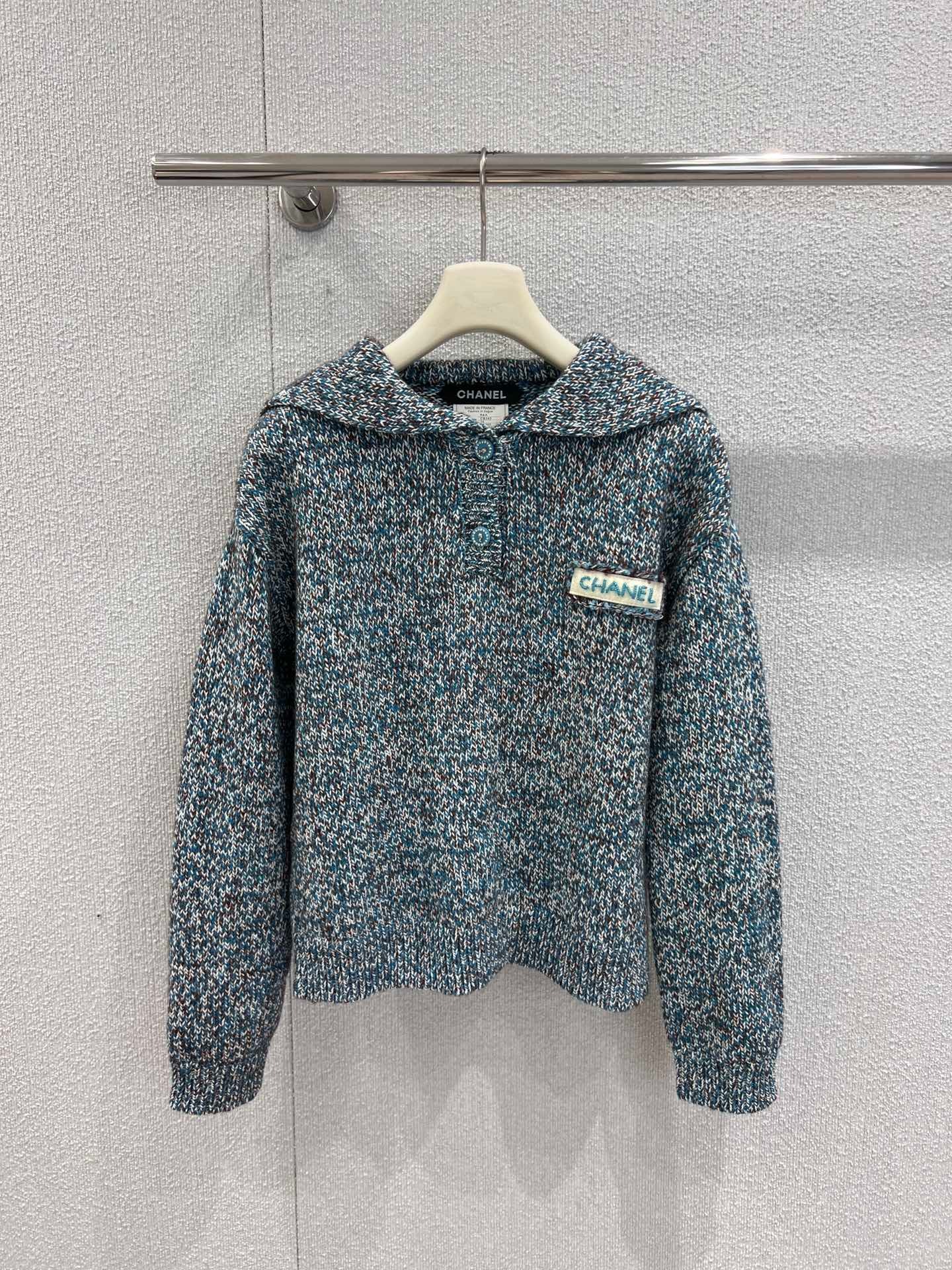 샤넬 25K 핸드메이드 세일러 넥 니트 스웨터