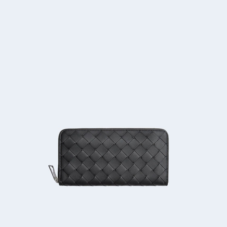 보테가베네타 인트레치아토 어라운드 지갑 블랙/페러킷
