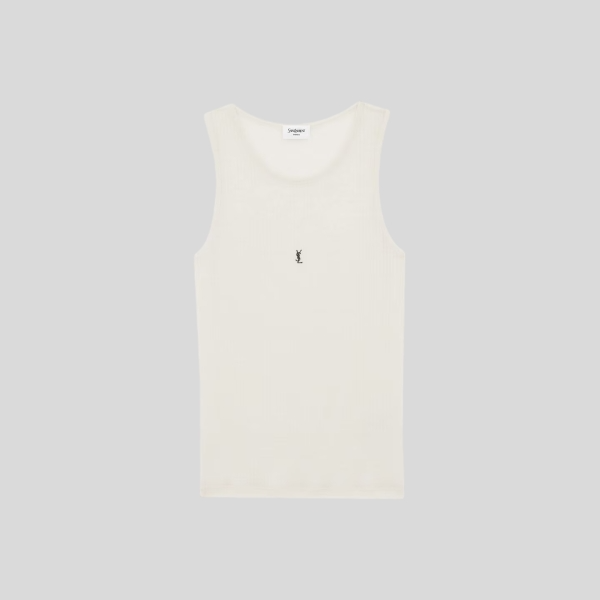 생로랑 립 디테일 코튼 저지 CASSANDRE 탱크 탑