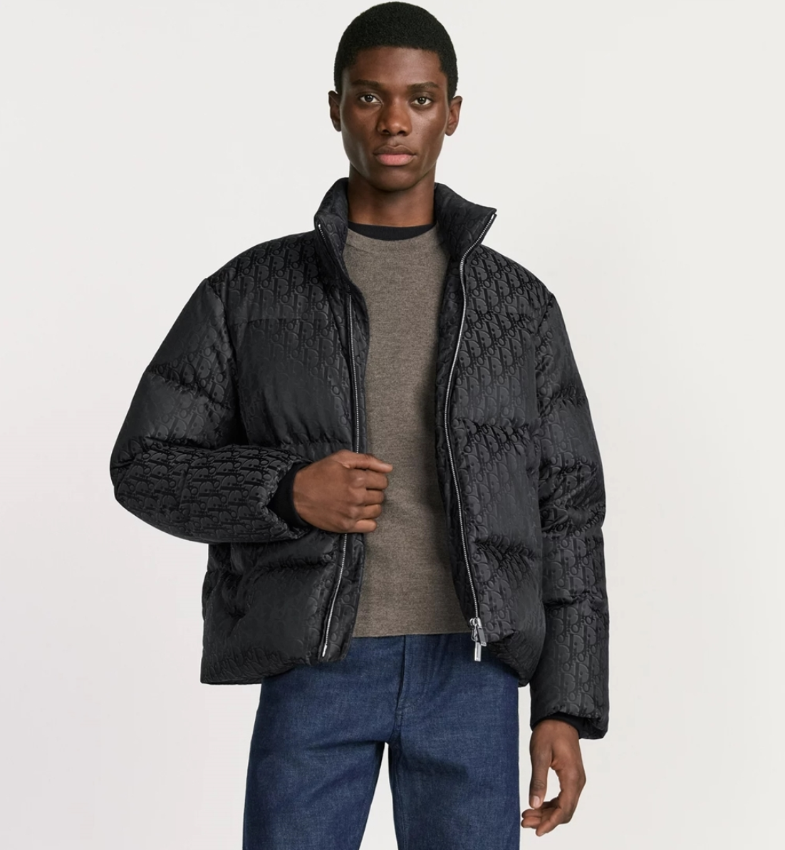 디올 오블리크 코튼 블렌드 자카드 패딩 자켓