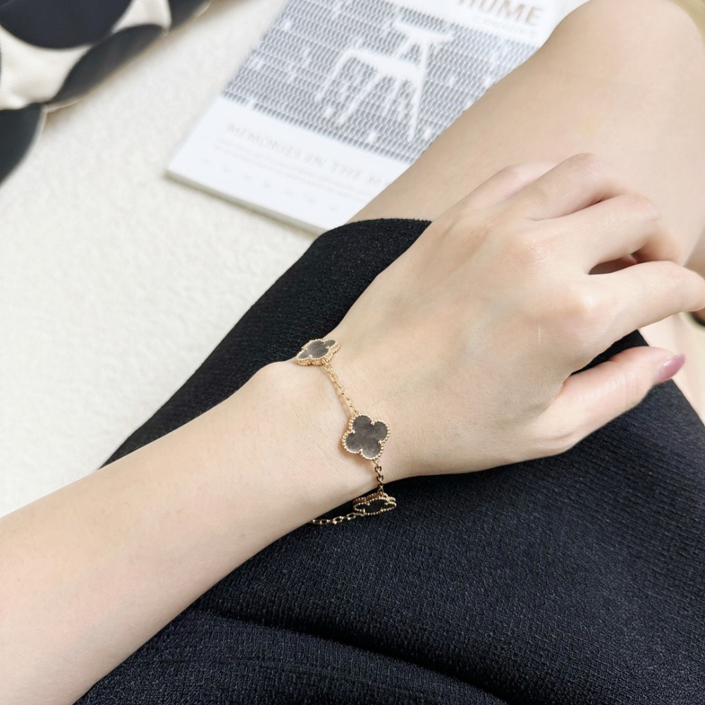 반클리프 Arpel* VVIP 리미티드 5모티브 빈티지 알함브라 실버 옵시디언 팔찌 브레이슬릿