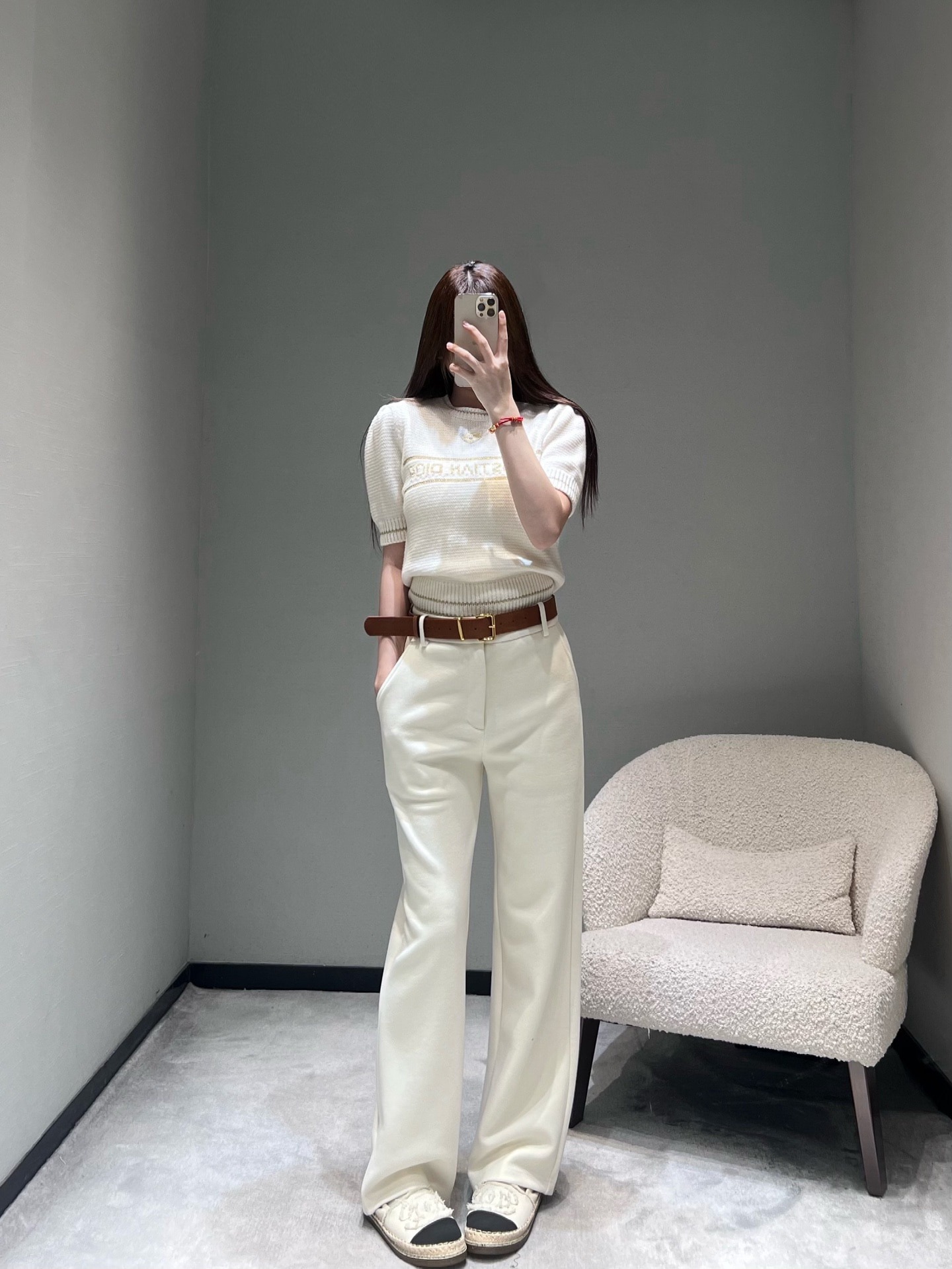 미우미우 베이지 캐주얼 팬츠