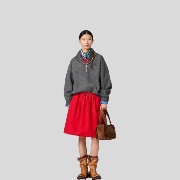 미우미우 슬러브드 포플린 스커트