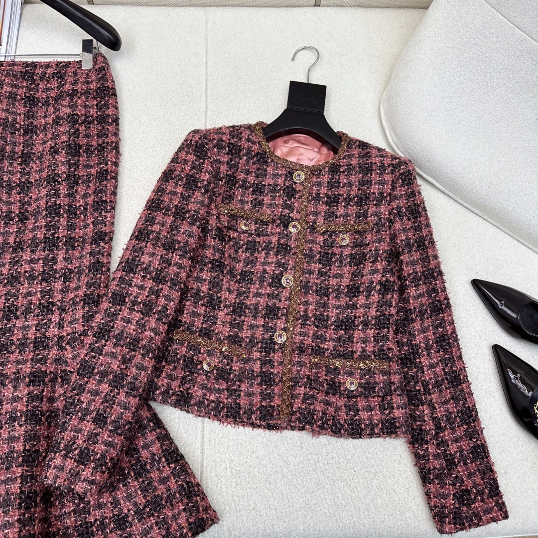 샤넬 26Ss 라운드넥 트위드 코트