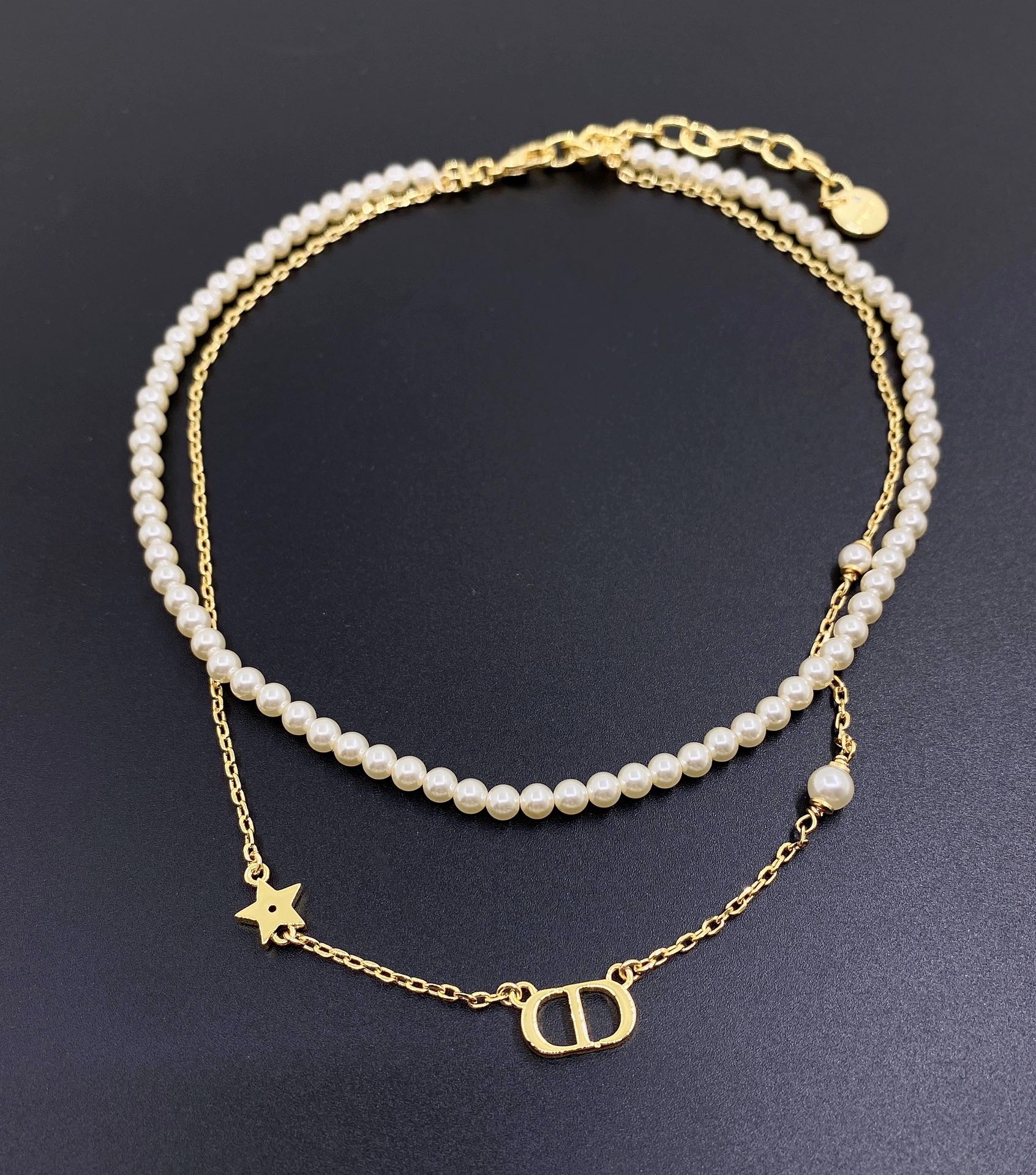 디올 최신형 진주 더블 목걸이