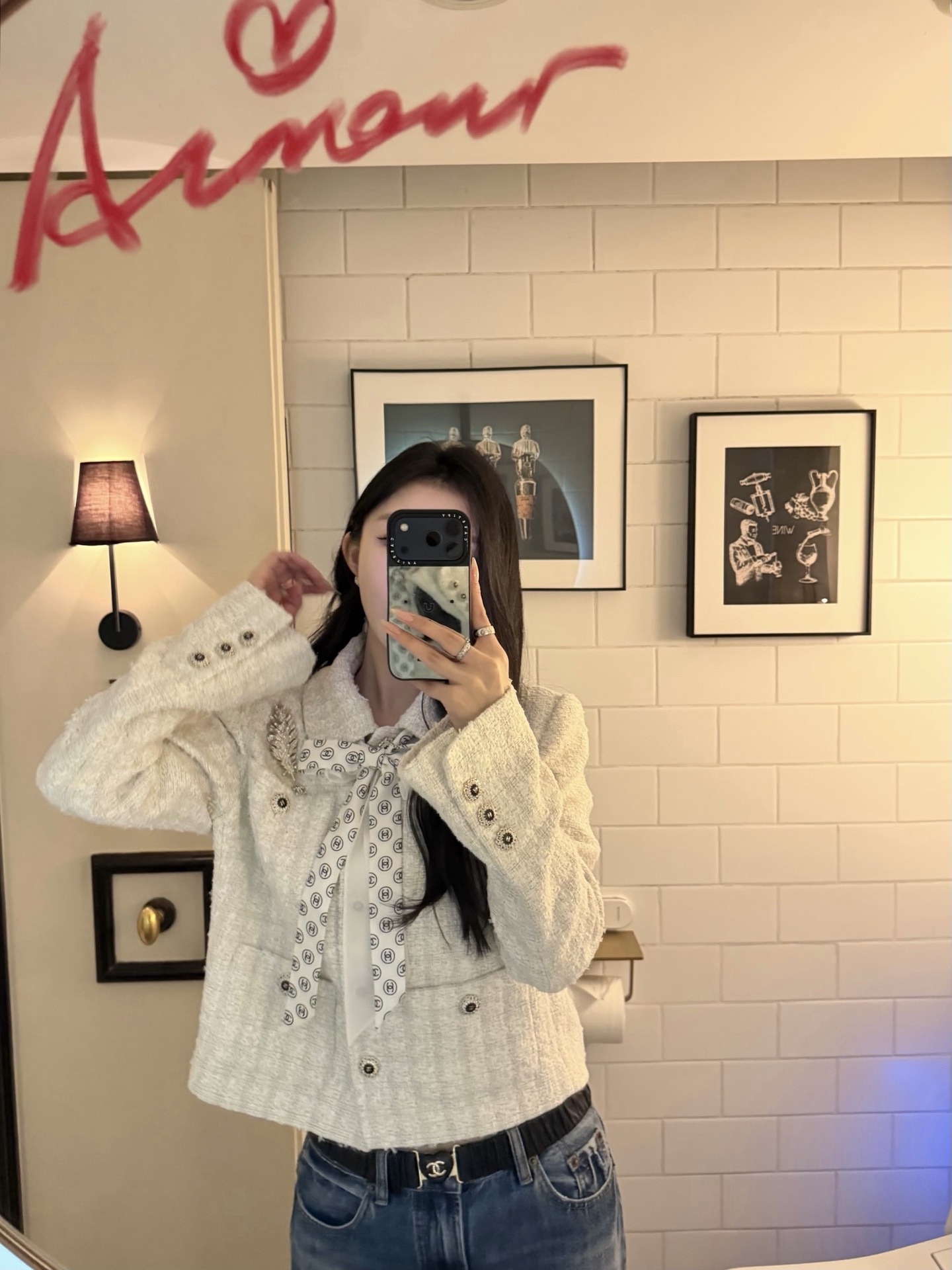 샤넬 터틀넥 트위드 코트