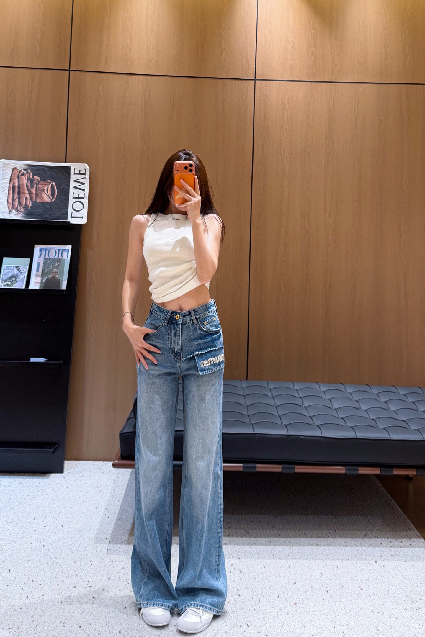 미우미우 봄신상 하이웨스트 와이드 팬츠