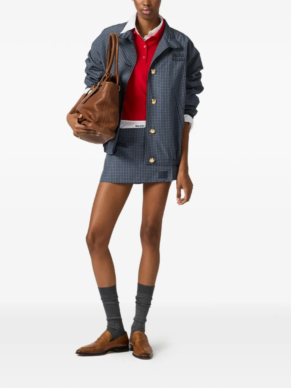 미우미우 체크 미니 스커트