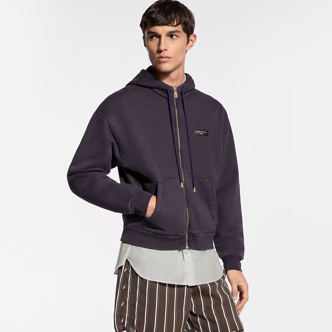 루이비통 빈티지 지퍼 후디드 블루종