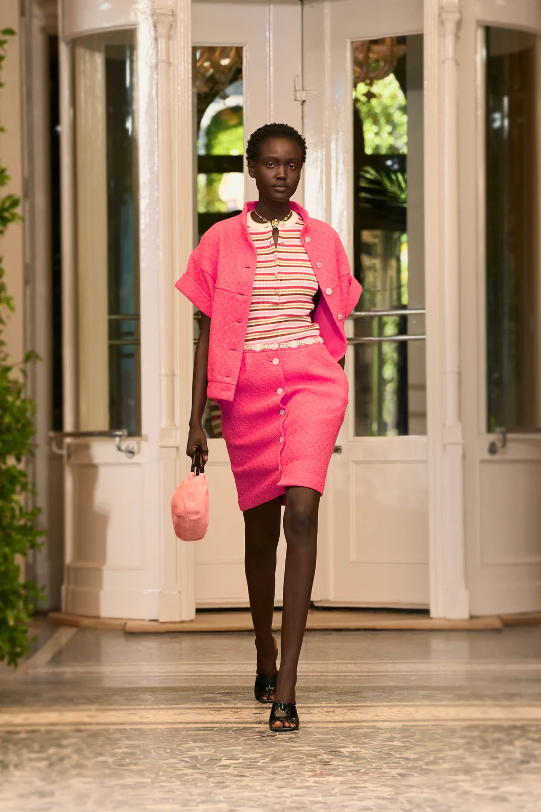 샤넬 코튼 트위드 블루종 자켓