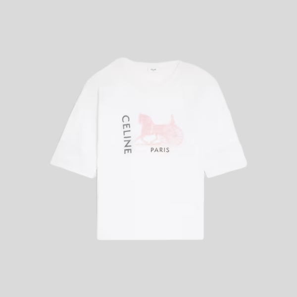 셀린느 더블 레이어 파인 코튼 저지 티셔츠