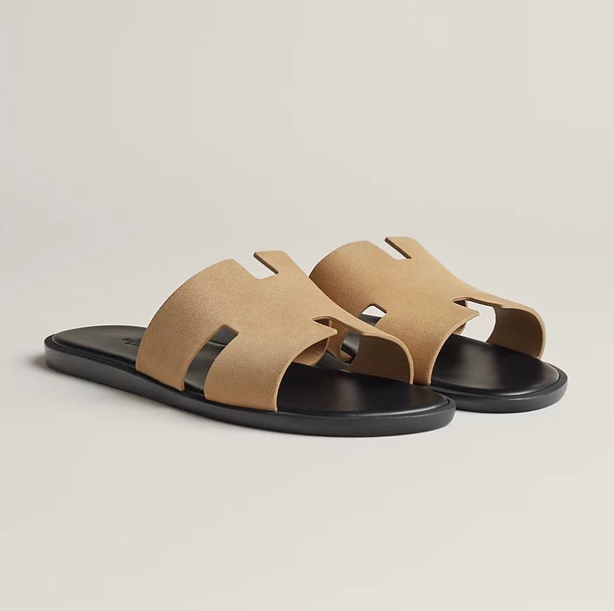 에르메스 이즈미르 스웨이드 슬라이드 슬리퍼 