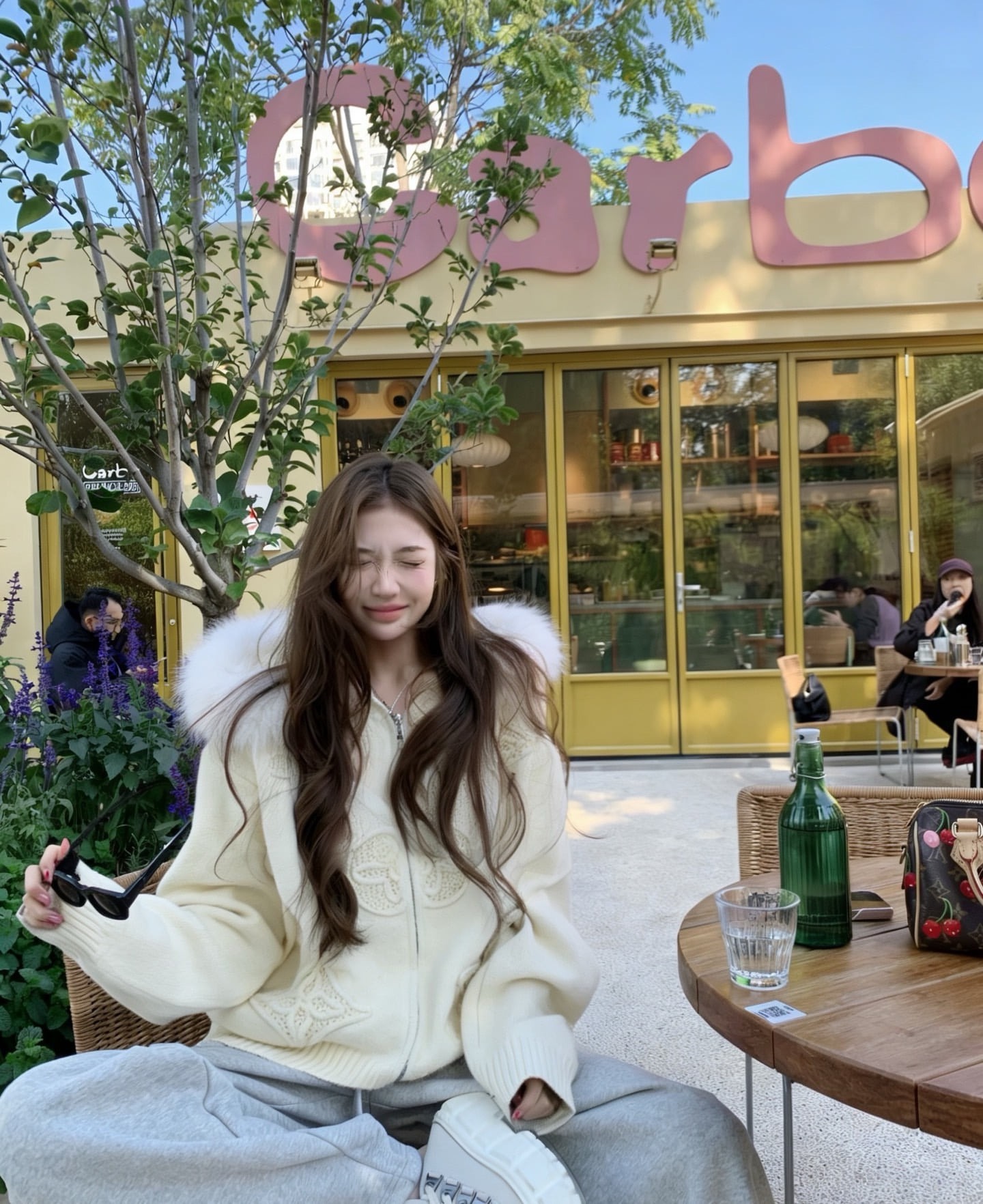 루이비통 자카드 퍼카라 가디건