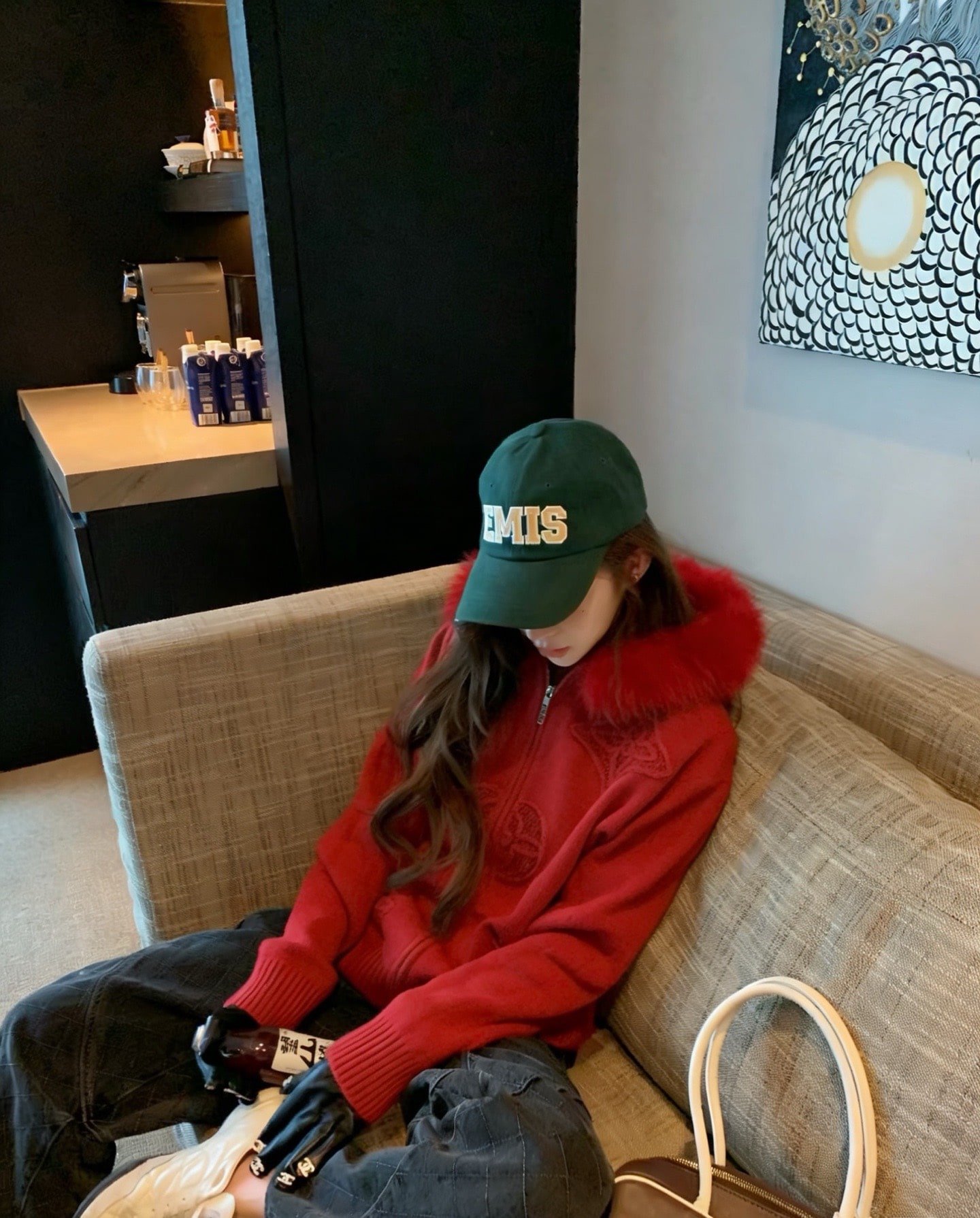 루이비통 자카드 퍼카라 가디건