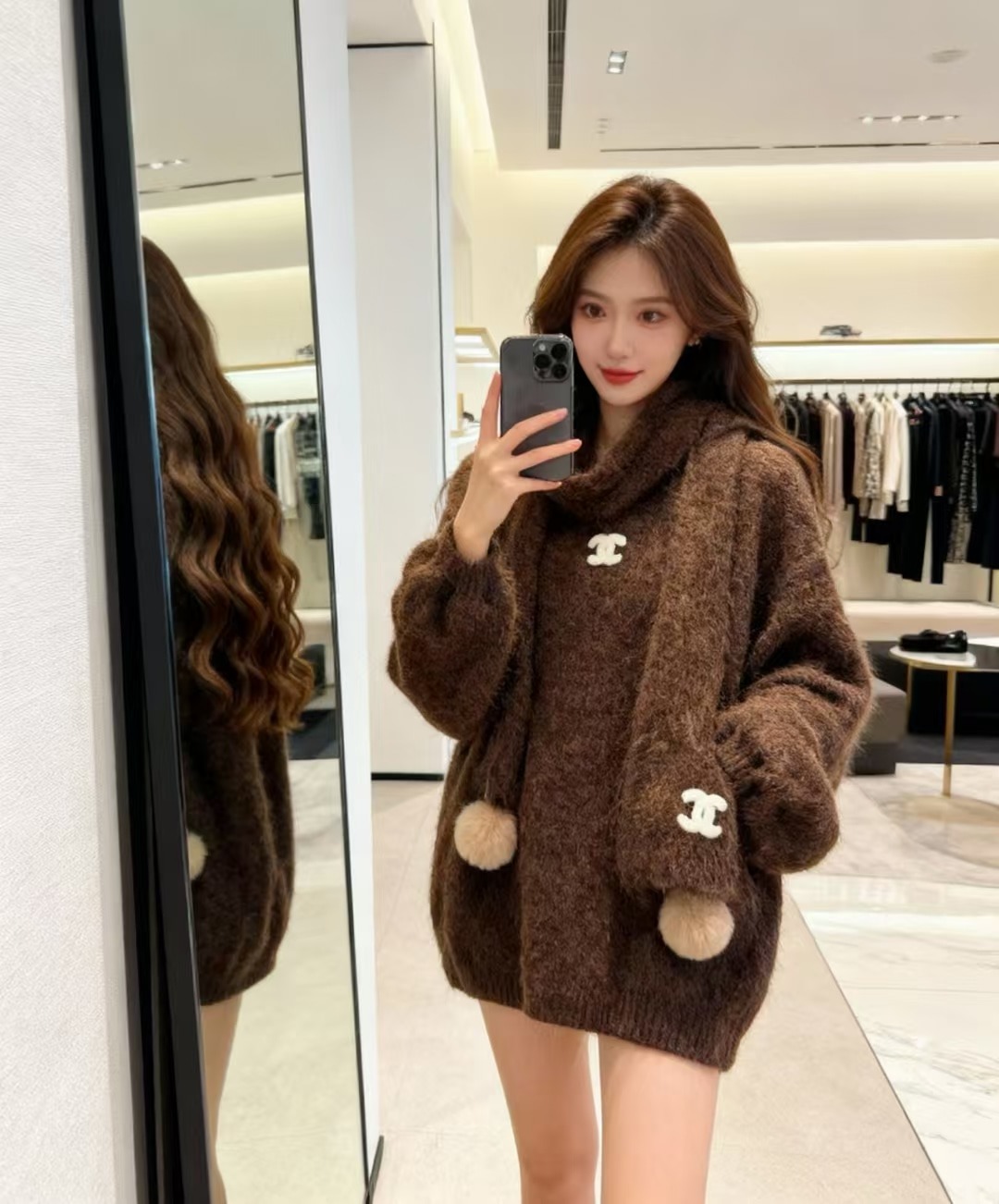 샤넬 26 봄 신상 케이프 니트 스웨터 투피스