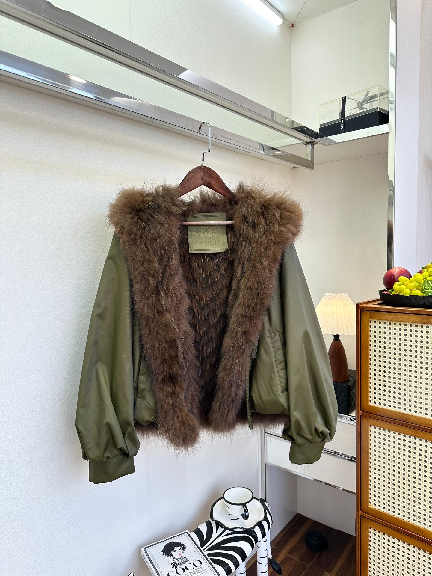 폭스 퍼 카라 덕다운 양면 점퍼