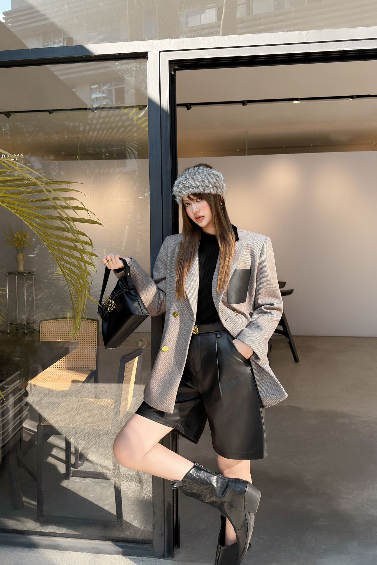 로에베 25 신상 벨벳 넥 벨트 정장 코트