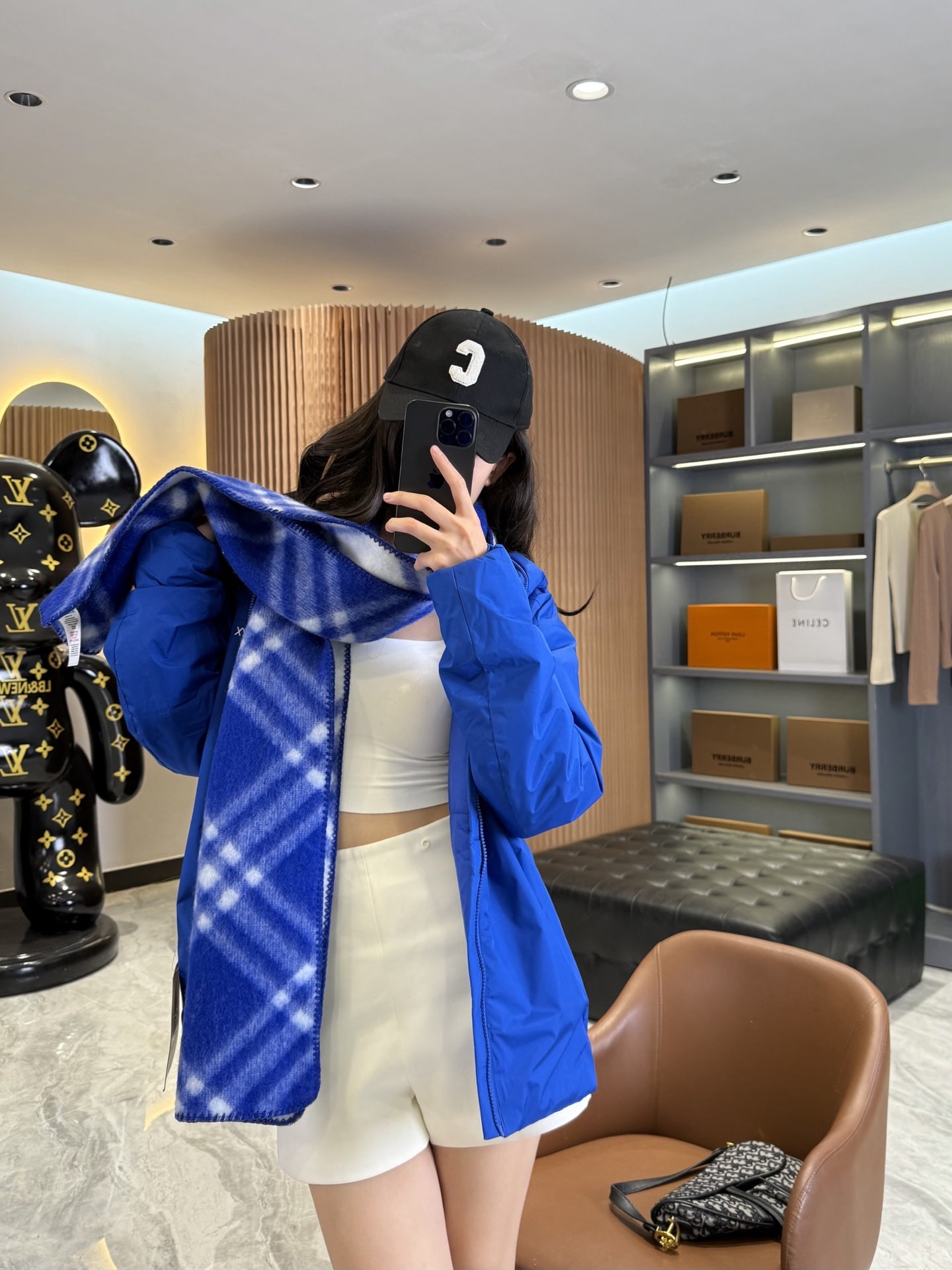 버버리 체크 양털 워머