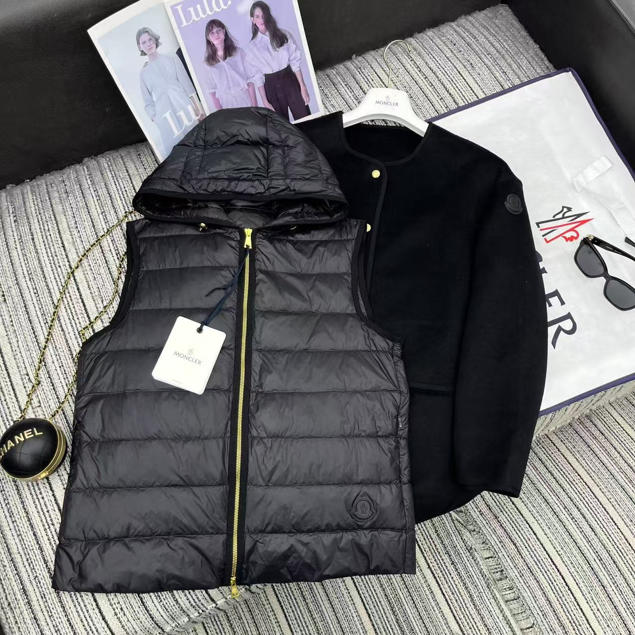 몽클레어 신상 리버시블 모직코트+후드다운 베스트