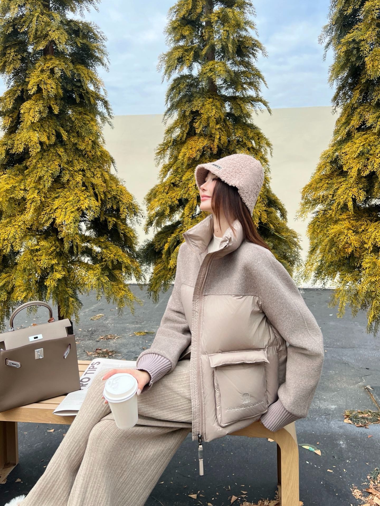 브루넬로쿠치넬리쿠치넬리 양털 차이나 숏패딩