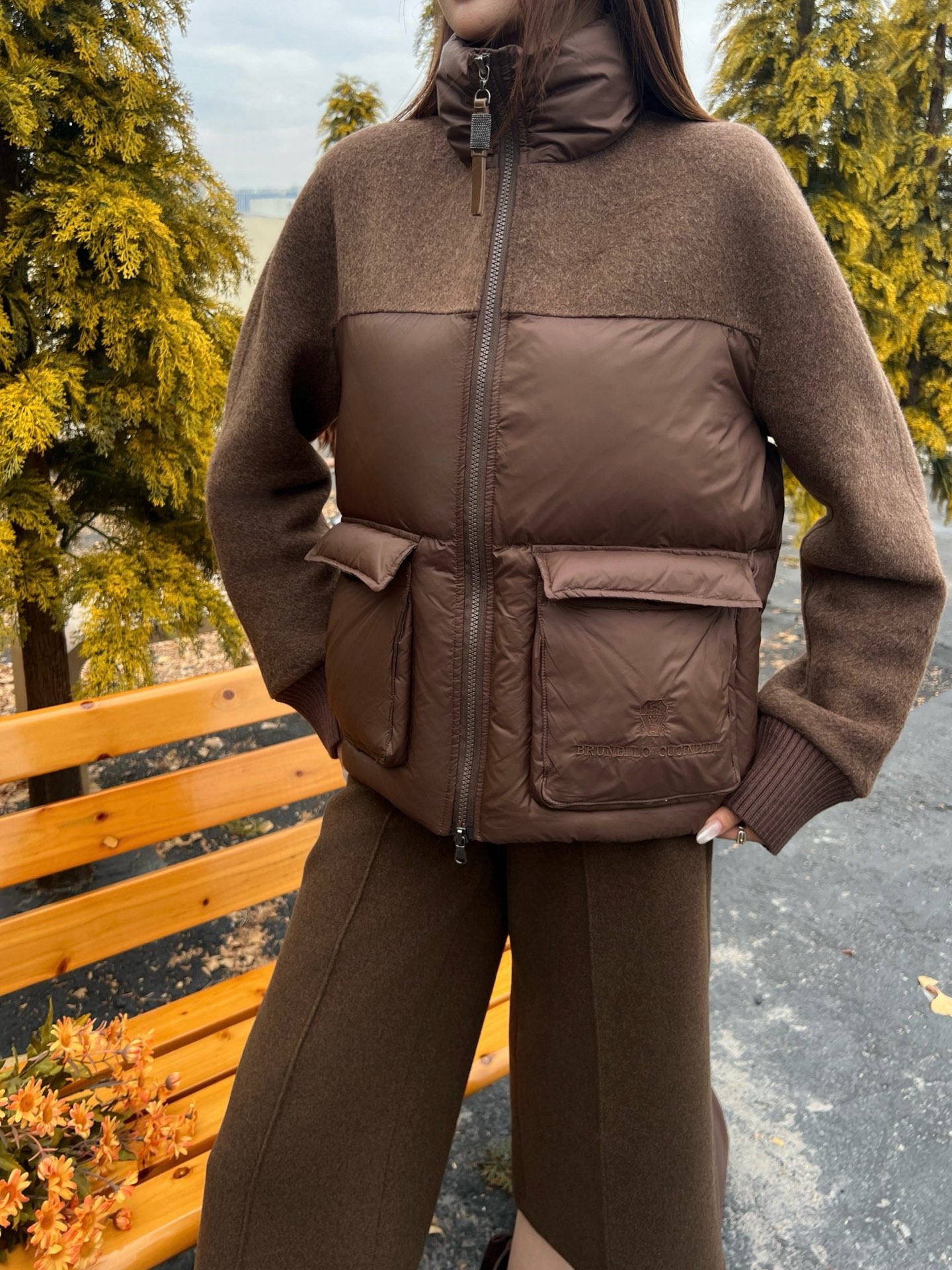 브루넬로쿠치넬리쿠치넬리 양털 차이나 숏패딩