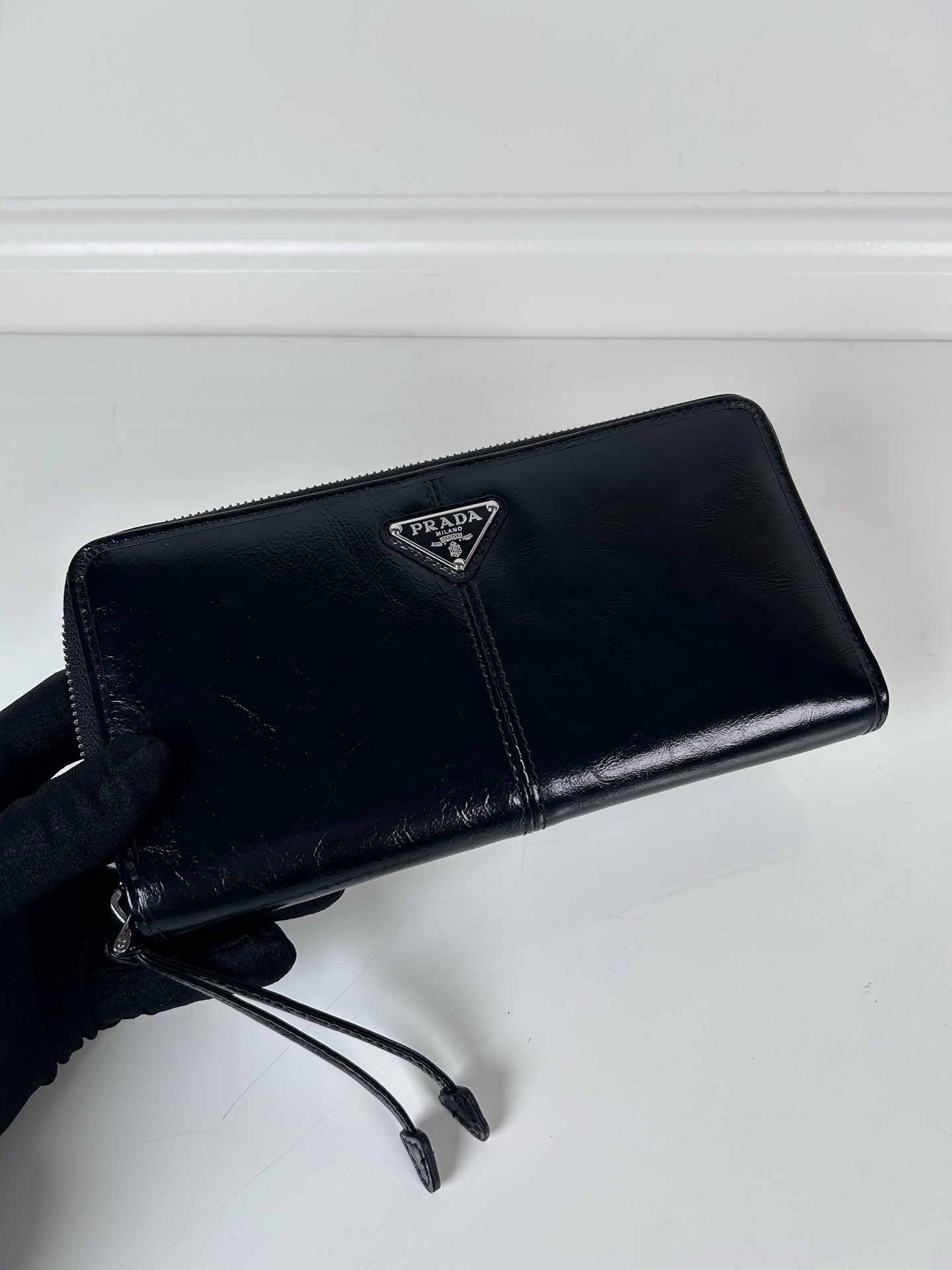 프라다 레더 월렛 블랙 장지갑